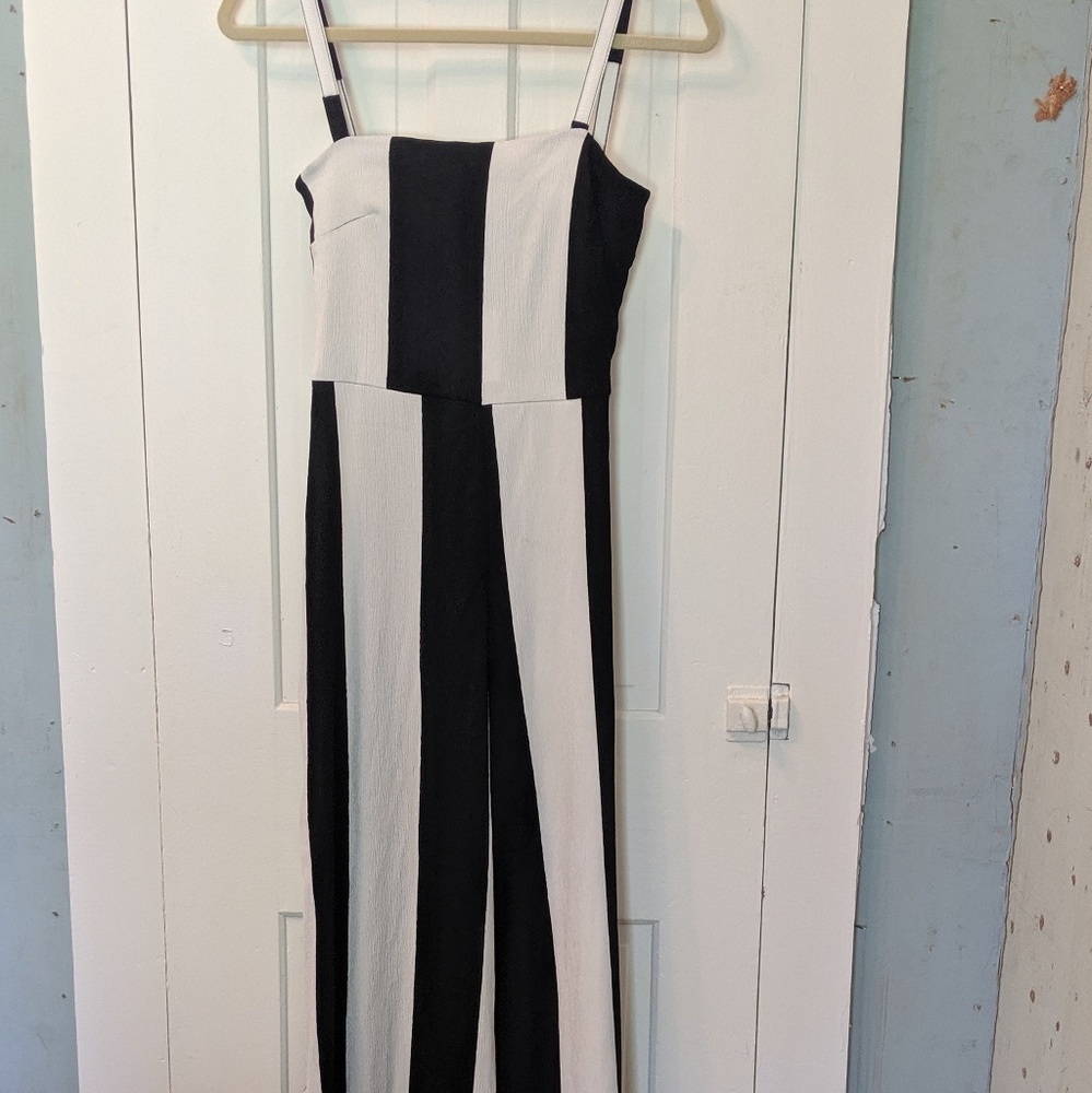 Black and White Striped Jumpsuit
